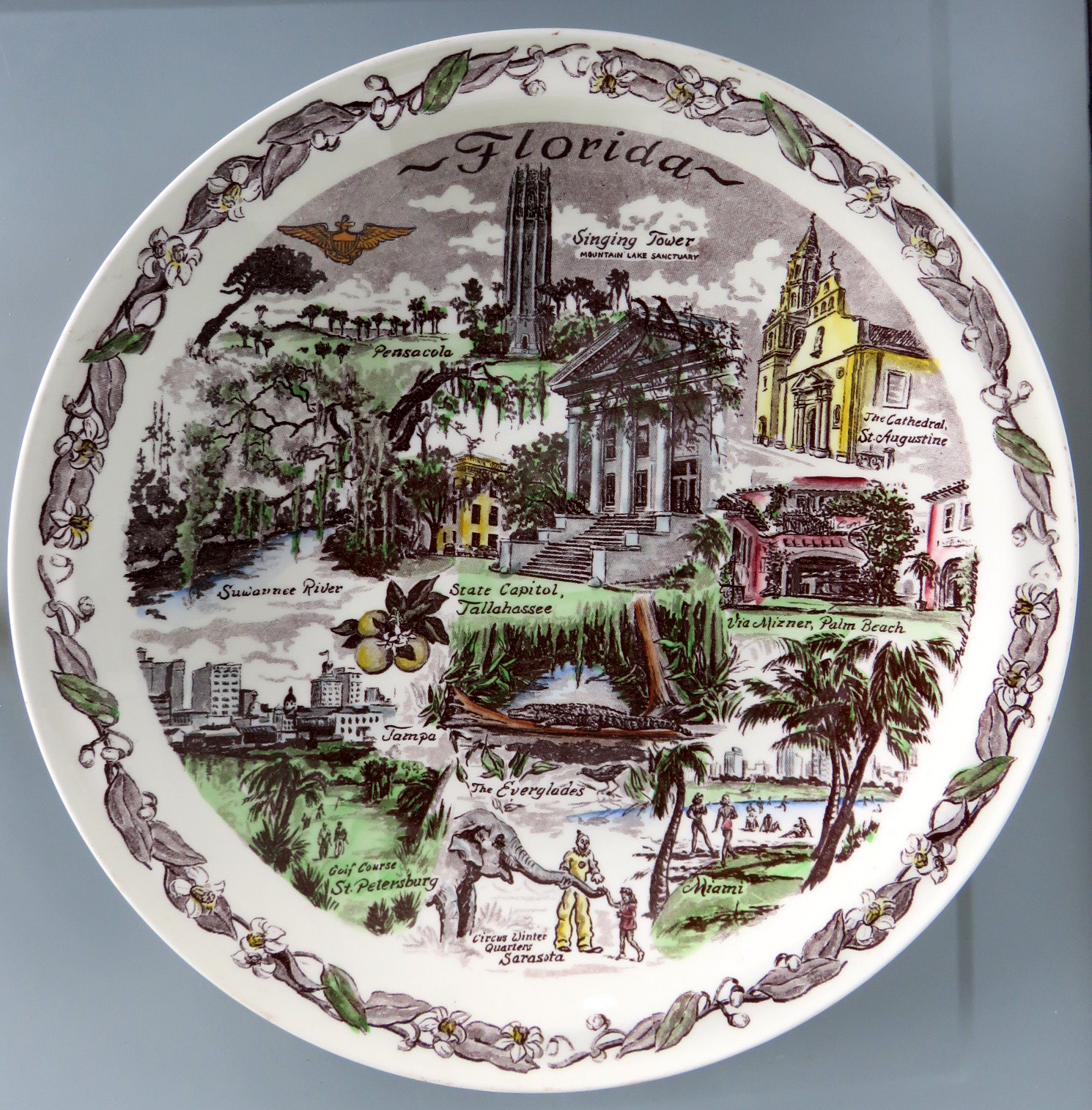 Vintage FLORIDA (Artist Davidson) Color Collector's Plate*Vernon Kilns Pottery eBay