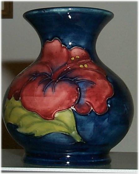 Moorcroft Hibisdcus Cobalt Vase Side B